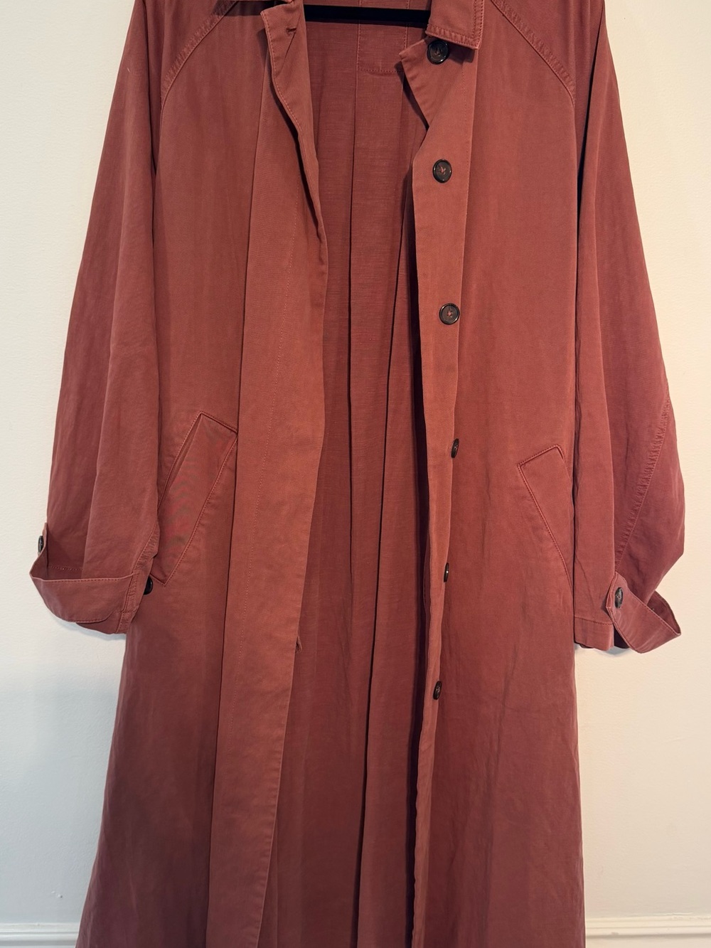 Michael Stars Women’s Long Trench Coat in Rust Brown
